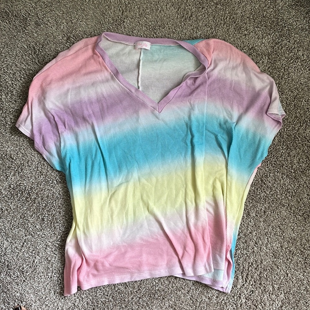 Oversized. Rainbow Tunic. Size M. Pink Lily.